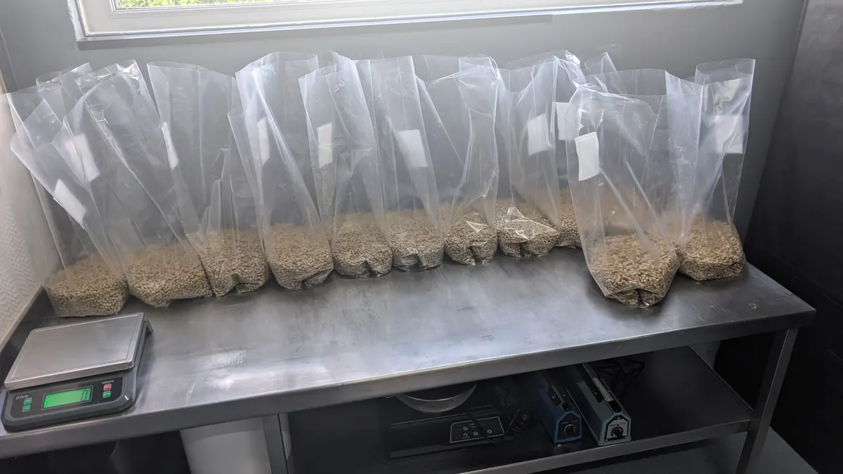 Mushroom substrate blocks row